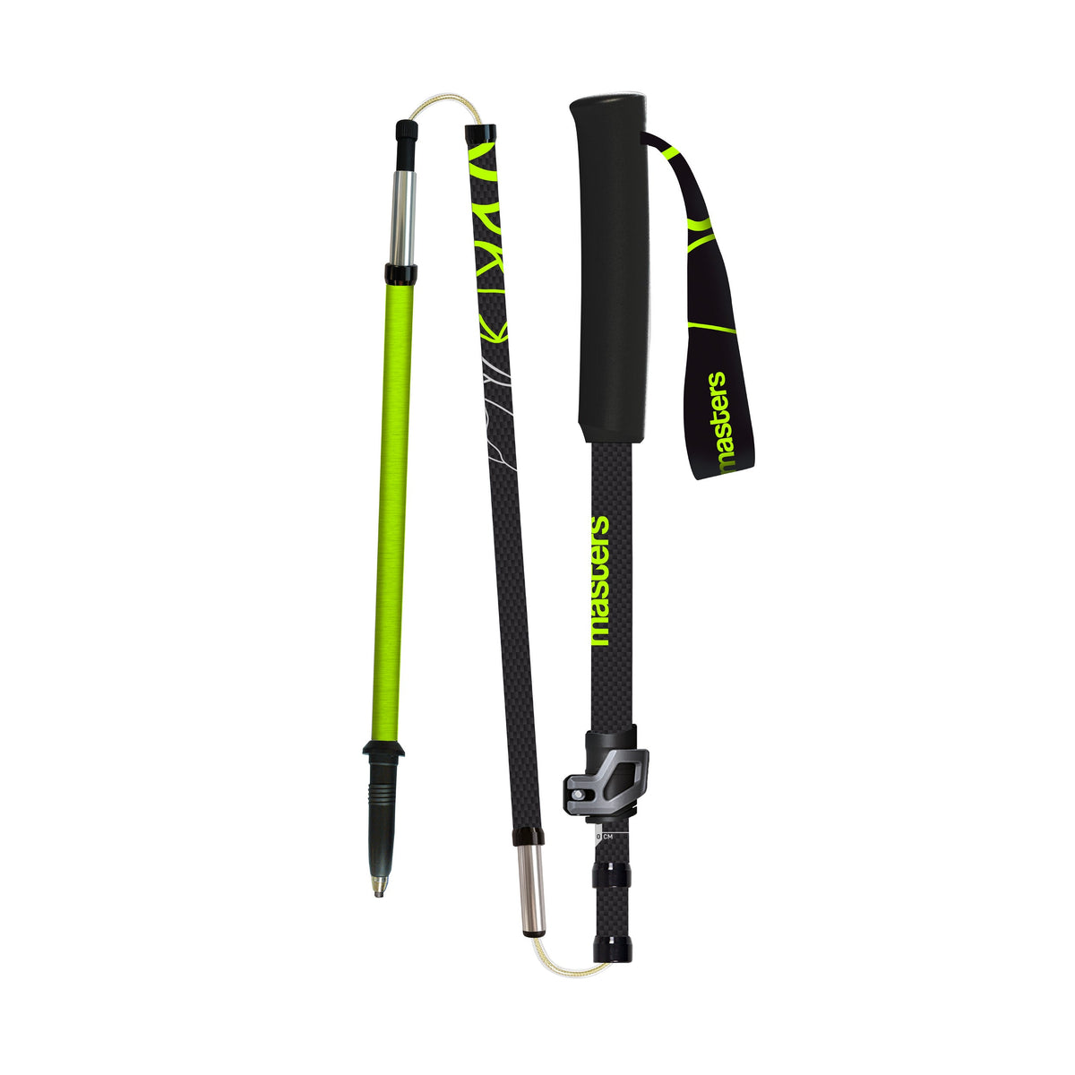 Masters Trecime Carbon foldbar løbestav i sort og Lime (2)