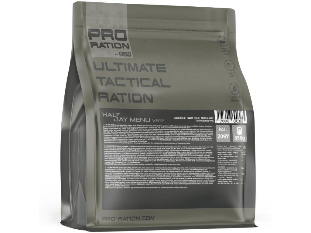 Pro-ration Ultimate Tactical Ration halv dagsration Menu Vege, grå pose