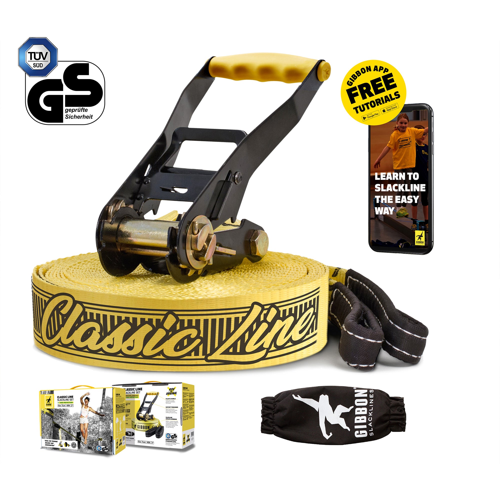 Gibbon - Slackline-Set Classicline Xl - Yellow
