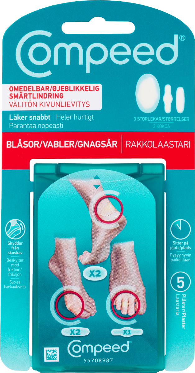 Compeed Vabel Mix vabelplaster, 5 stk. i 3 størrelser, ny emballage, turkis