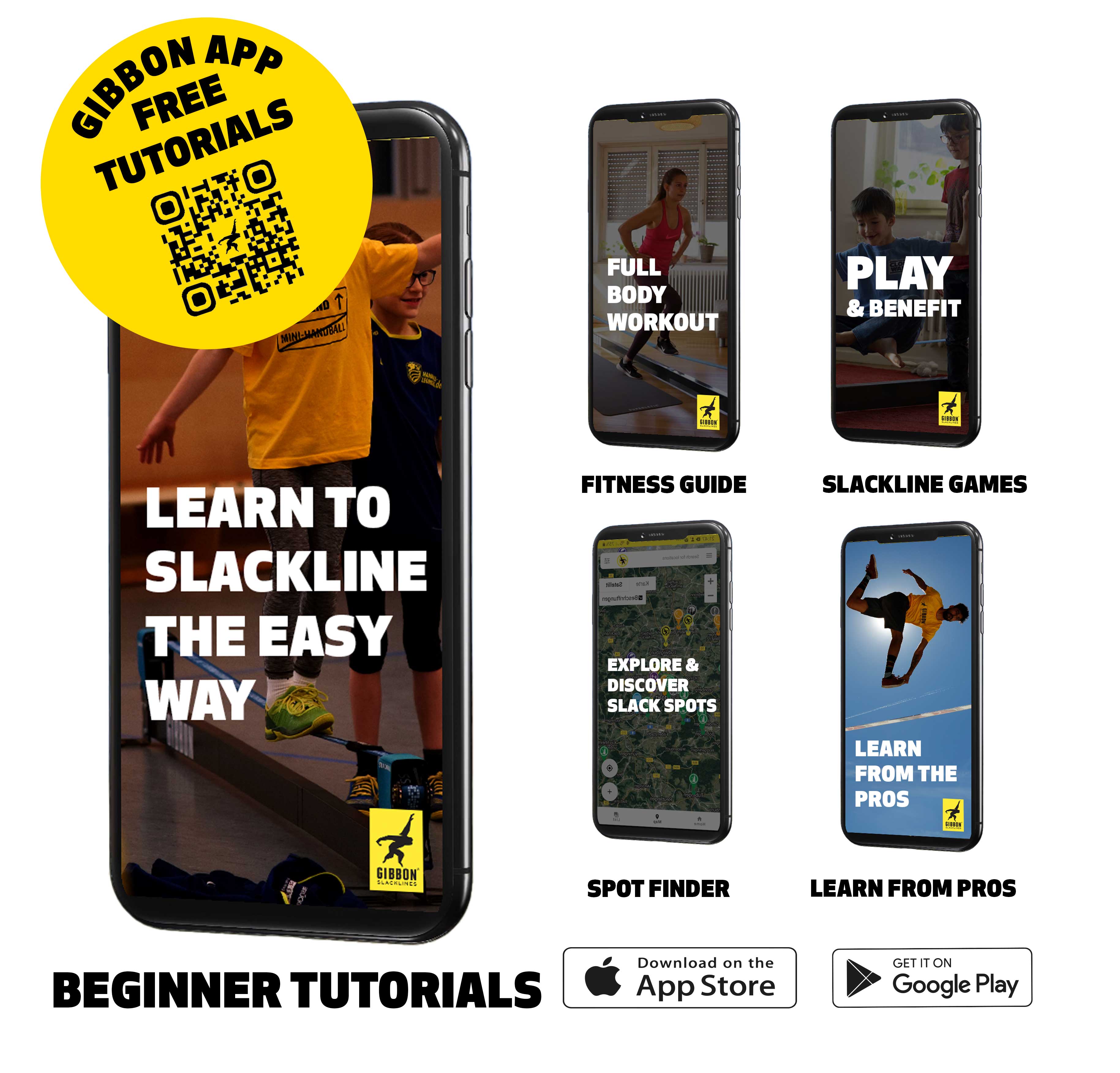 Gibbon - Slackline-Set Bananalama Xl Treewear Set - Blue/Yellow