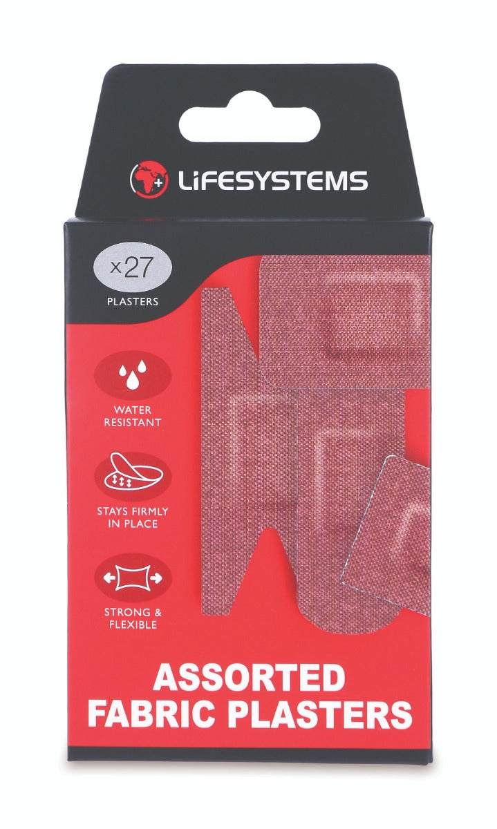 LifeSystems Plasterpakke med 27 assorterede stofplastre, rød