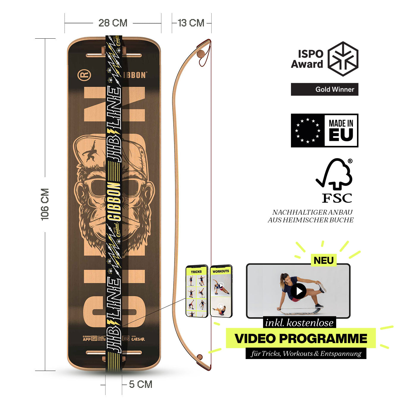 Gibbon - Giboard Set Caesar Jib - Midnight Black