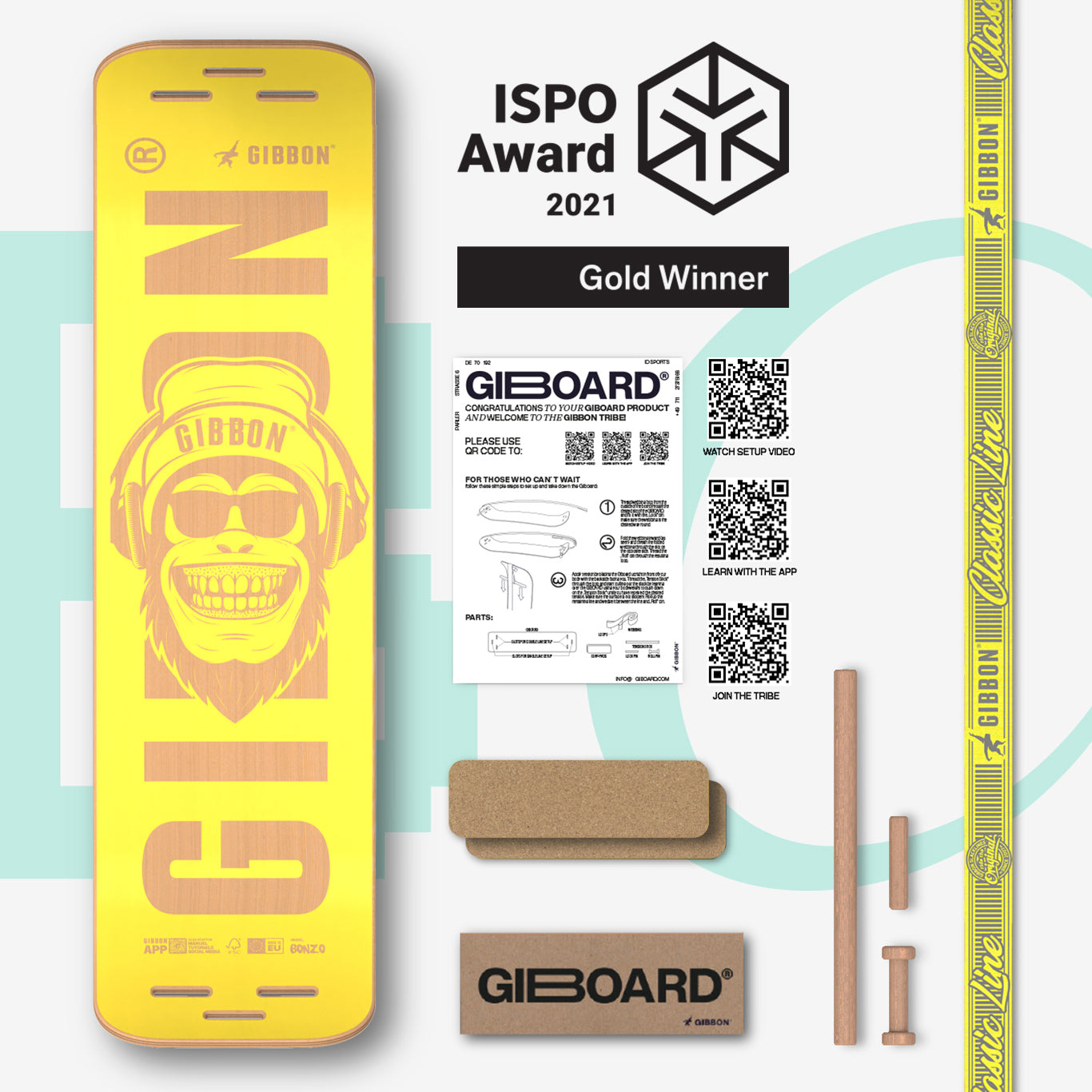 Gibbon - Board Set Giboard Set Bonzo Classic - Yellow