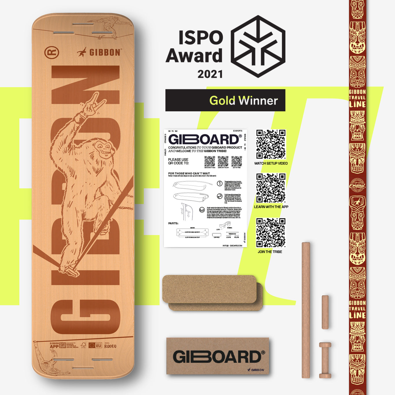 Gibbon - Board Set Giboard Set - Roots Rocker Travel - Brown