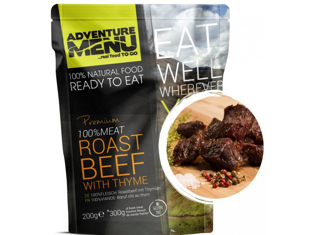 Adventure Menu Oksekød med timian, steriliseret færdigret, sort emballage