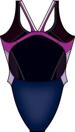 Diana Sport - Badedragter ANIKA, med lilla/pink paneler i siderne - Purple