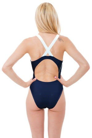 Diana Sport - Badedragter Evadne, med hvide paneler i siderne - Blue