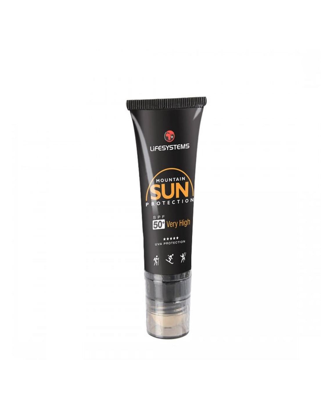 LifeSystems Mountain SPF50+ Combi Stick solcreme og læbepomade, sort