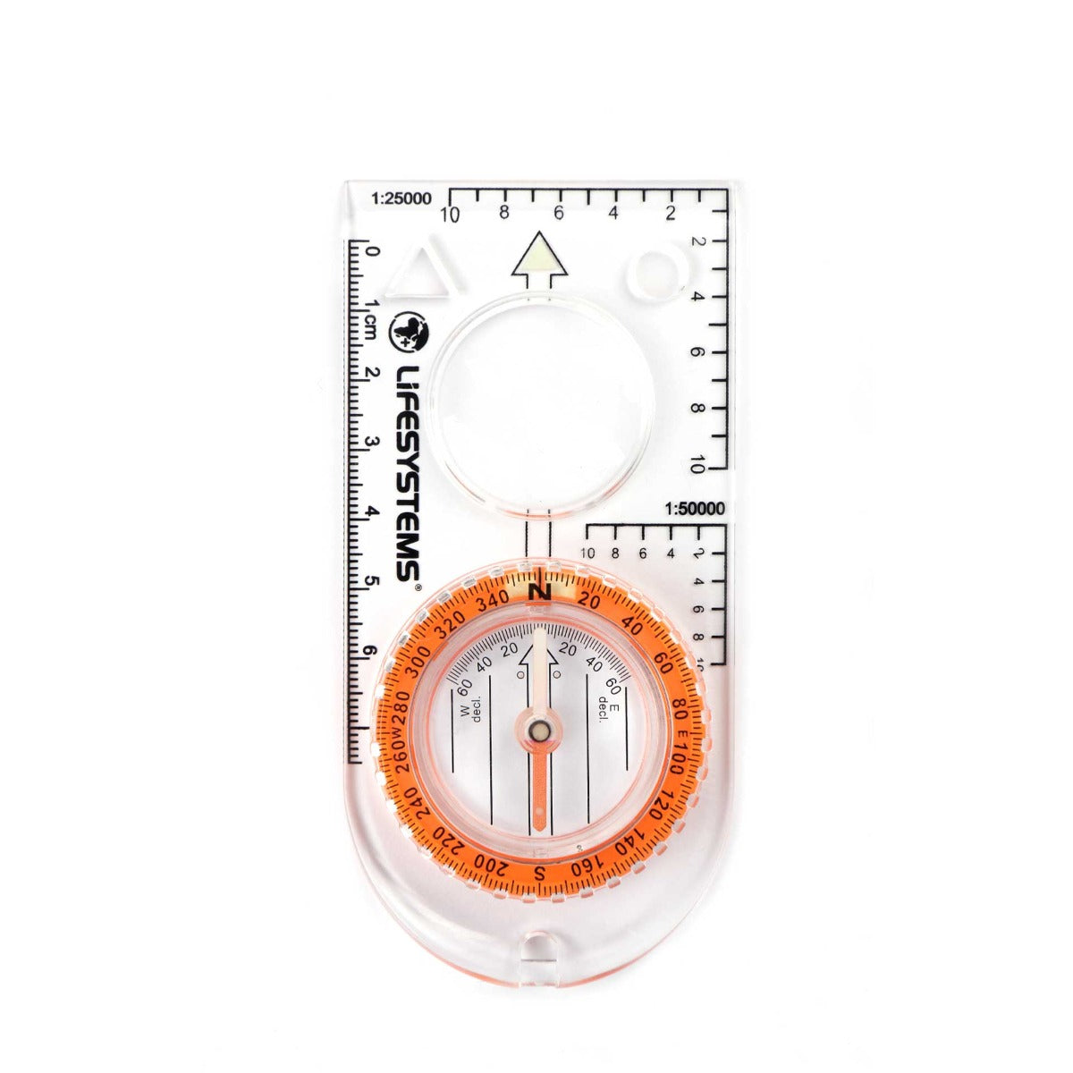 LifeSystems Expedition kompas med klar basisplade og orange bezel