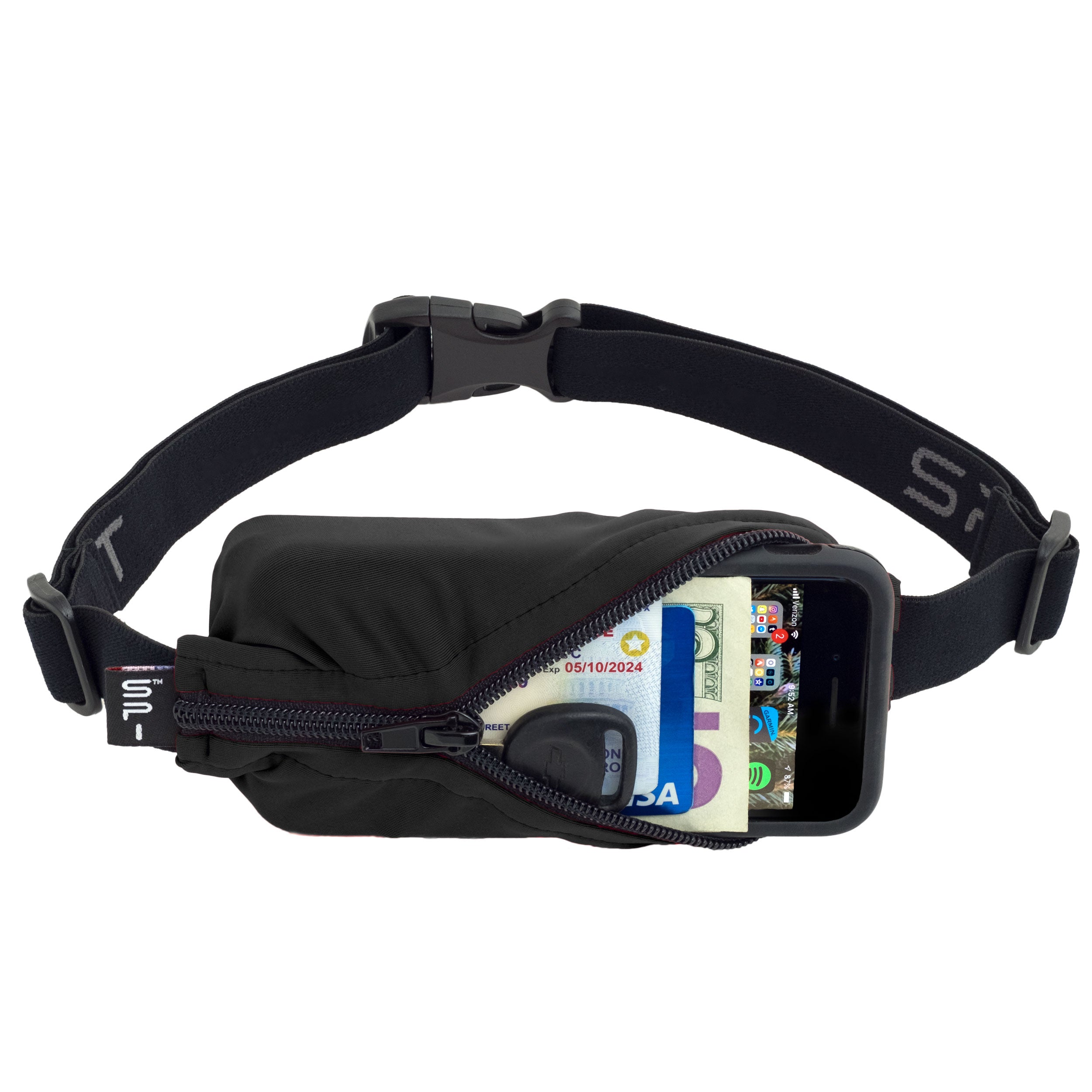 SPIbelt - Løbebælter Large Pocket - Black/Black Zip