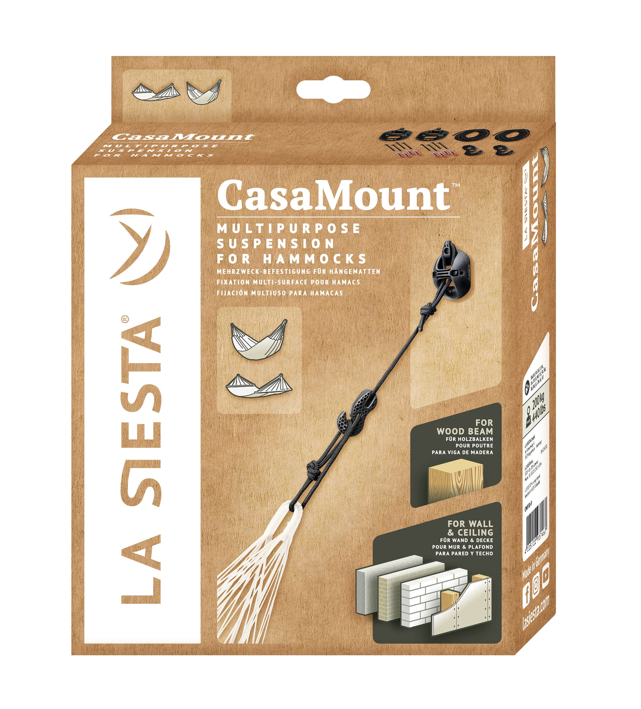 LA SIESTA® - CasaMount 2rope til hængekøjer - Black