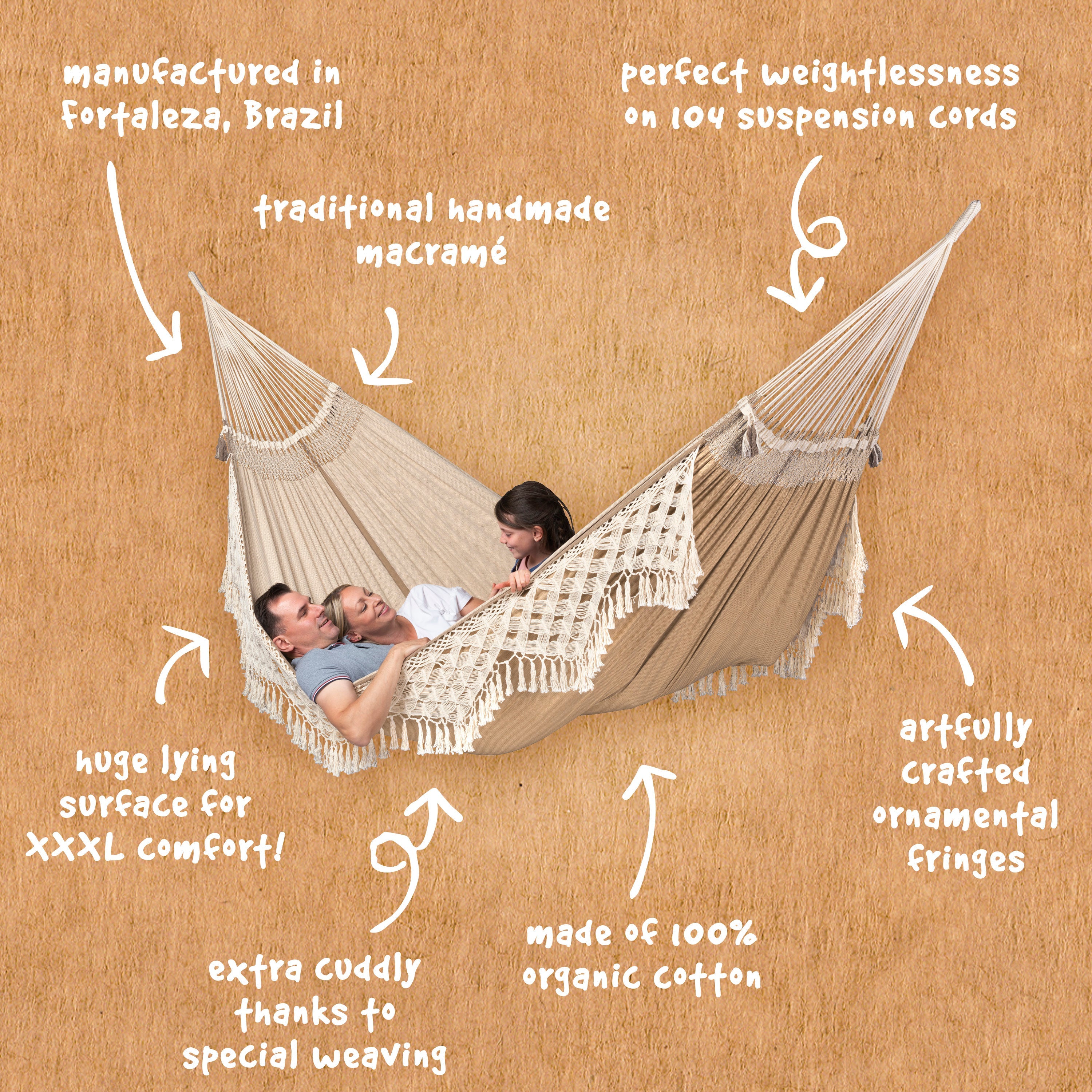 LA SIESTA® - Bossanova Kingsize-hængekøje i økologisk bomuld - Muscade