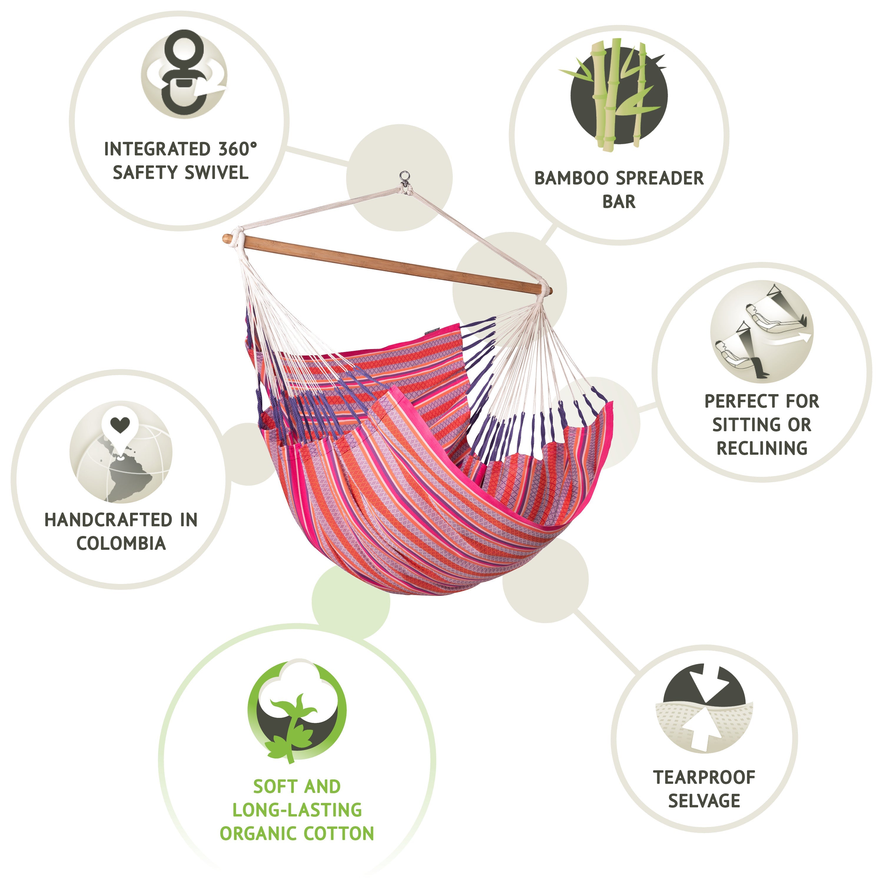 LA SIESTA® - Habana Kingsize hængestol i økologisk bomuld - Flamingo