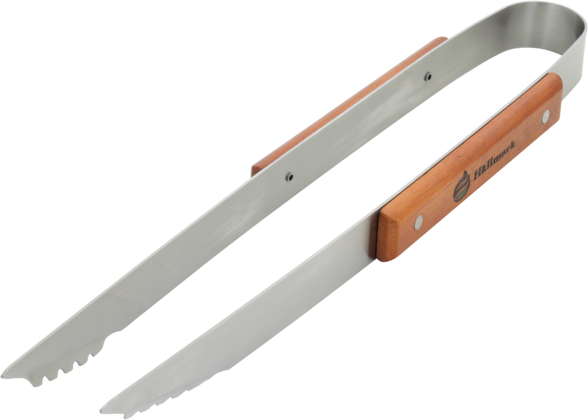 Hallmark grilltang i rustfrit stål med træhåndtag, 39 cm