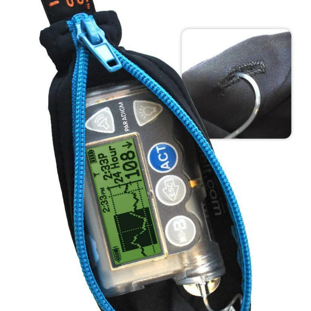 SPIbelt - Løbebælte Kids Diabetic PTH - Black/Turquoise Zipper