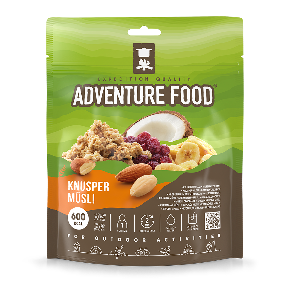 Adventure Food Knusper-Müsli frysetørret morgenmad, grøn pose