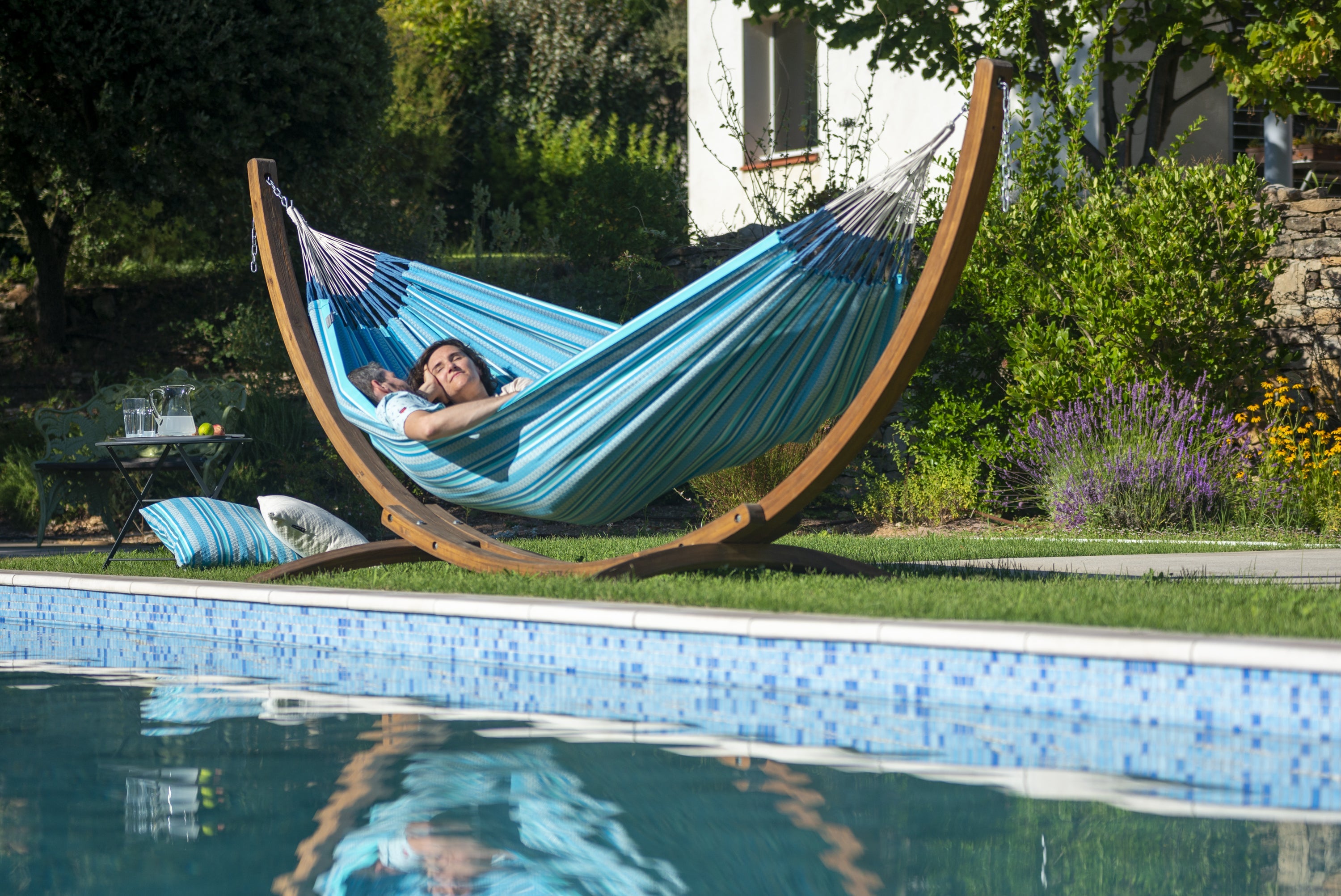LA SIESTA® - Modesta dobbelt-hængekøje i økologisk bomuld - Azure