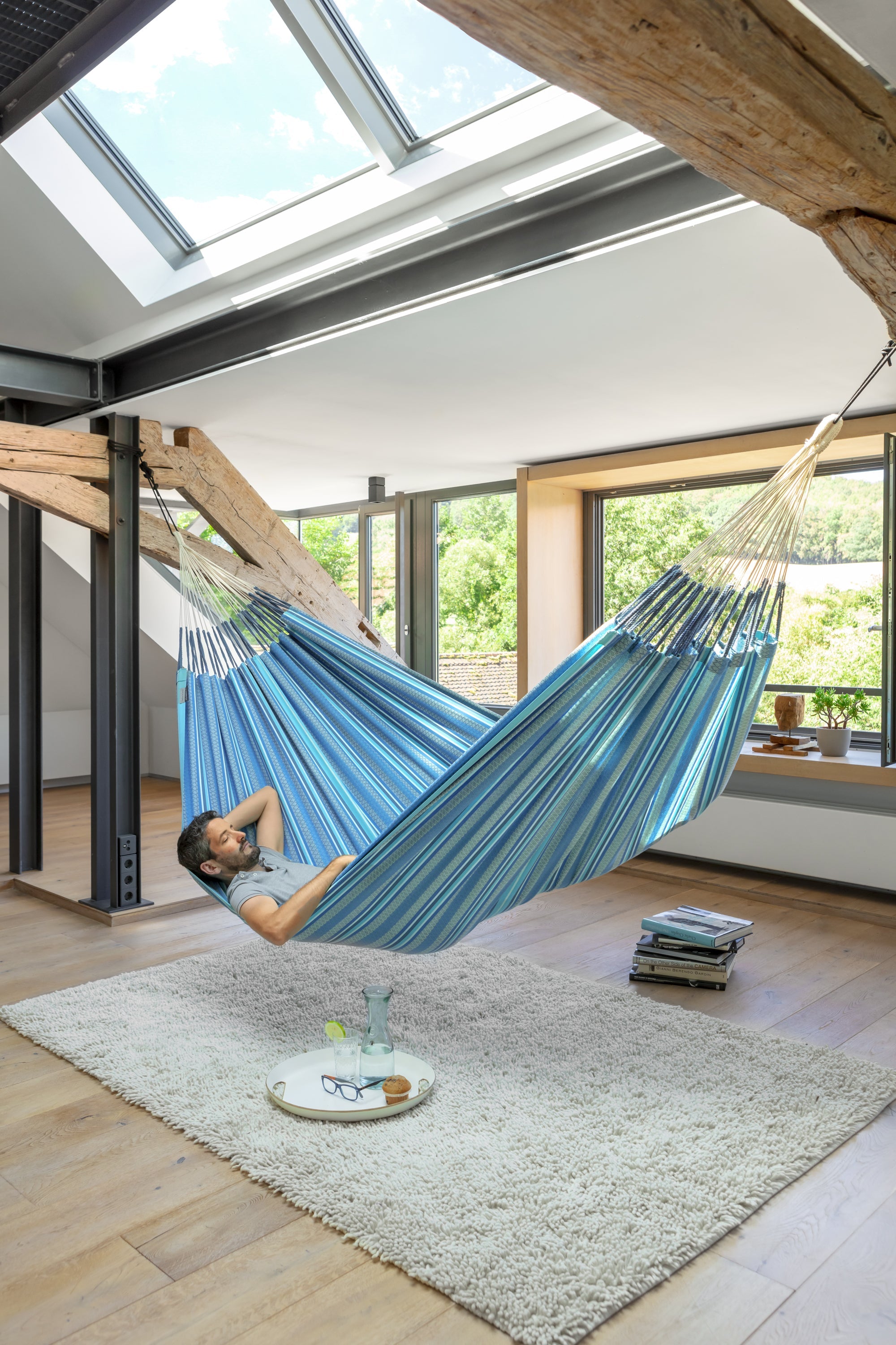 LA SIESTA® - Modesta Kingsize-hængekøje i økologisk bomuld - Azure