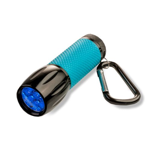 Carson UVSight Pro SL-44 UV-lommelygte i turkis og sort med karabinhage