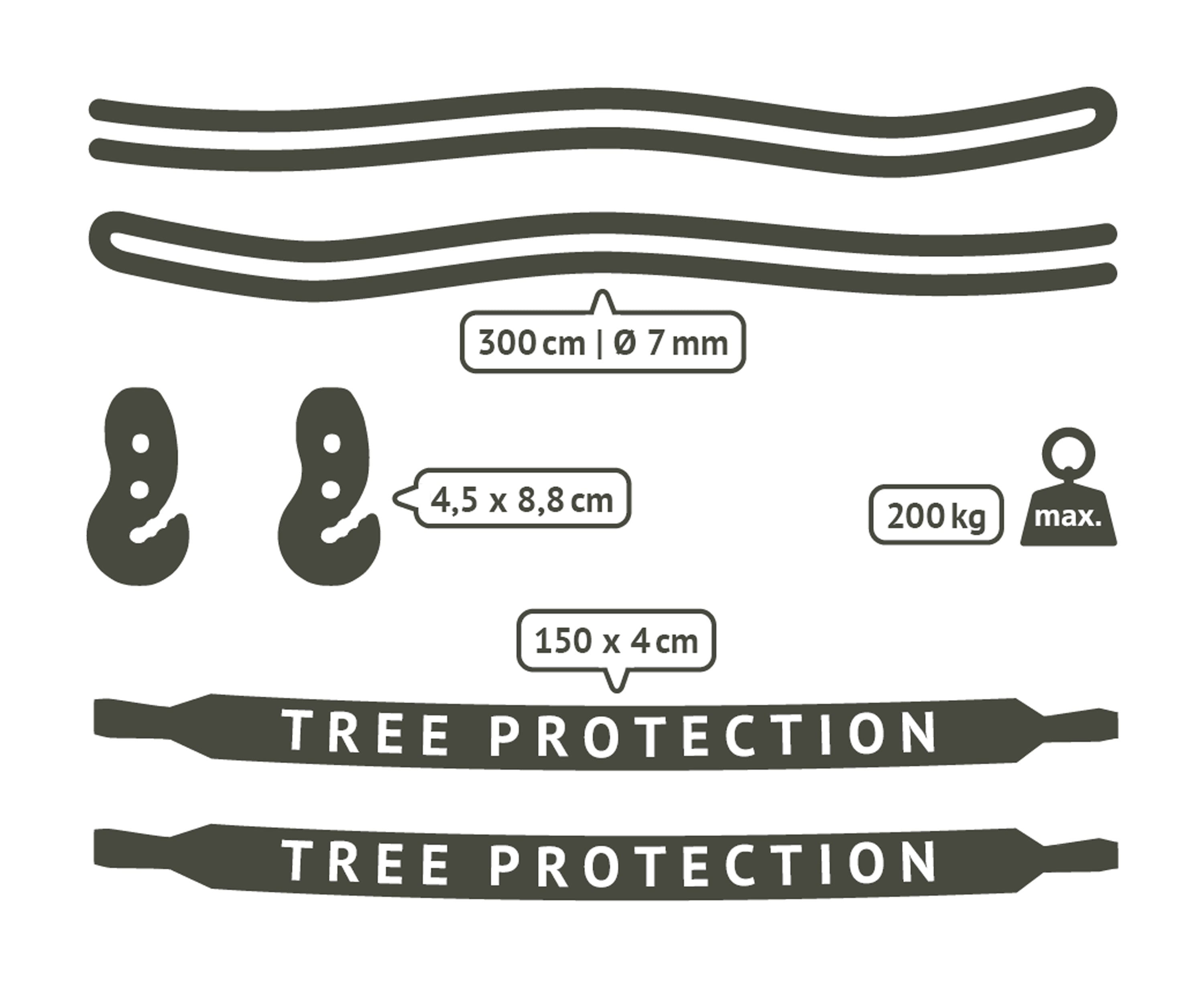 LA SIESTA® - TreeMount 2rope Fastgørelse til hængekøjer ved træer og pæle - Black
