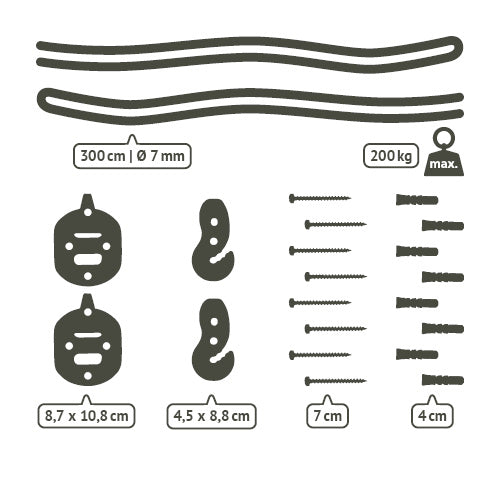 LA SIESTA® - CasaMount 2rope til hængekøjer - Black