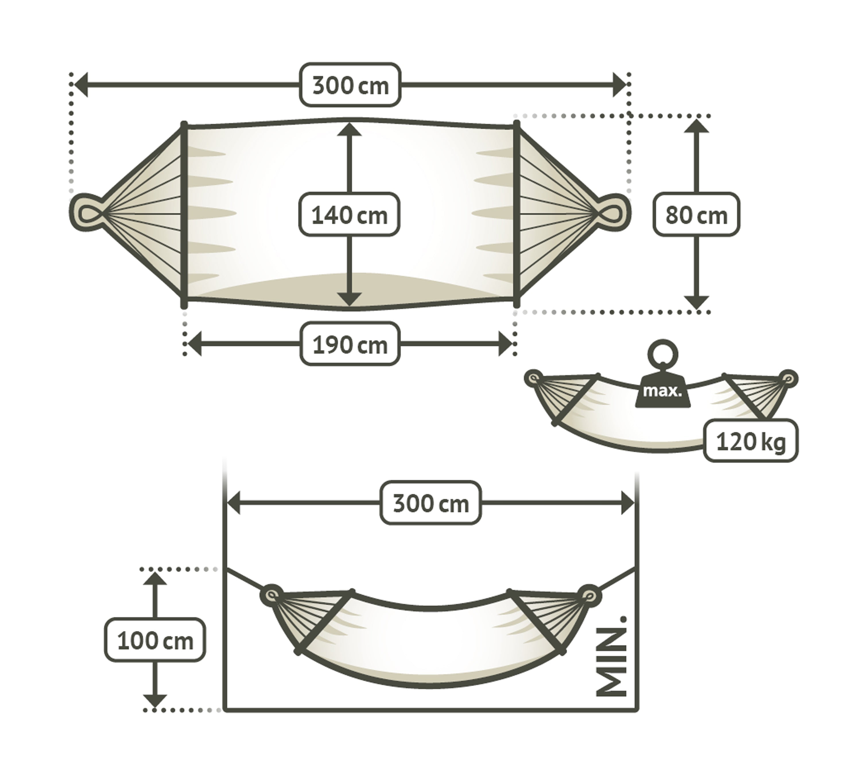 LA SIESTA® - Florencia Single-hængekøje med tværpind i økologisk bomuld - Latte