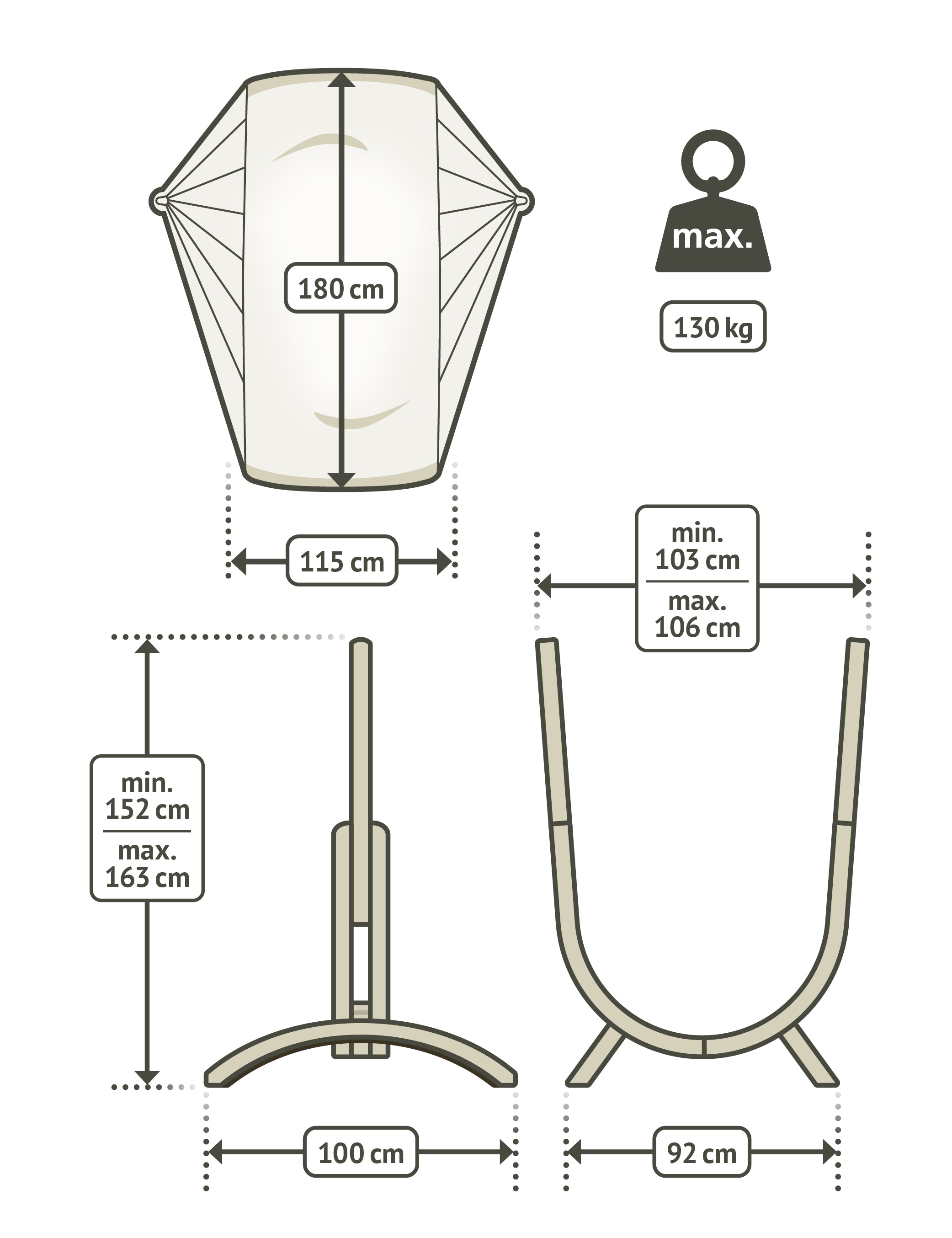 LA SIESTA® - Udine Organic Hængestol af FSC®-certificeret eukalyptus - Latte