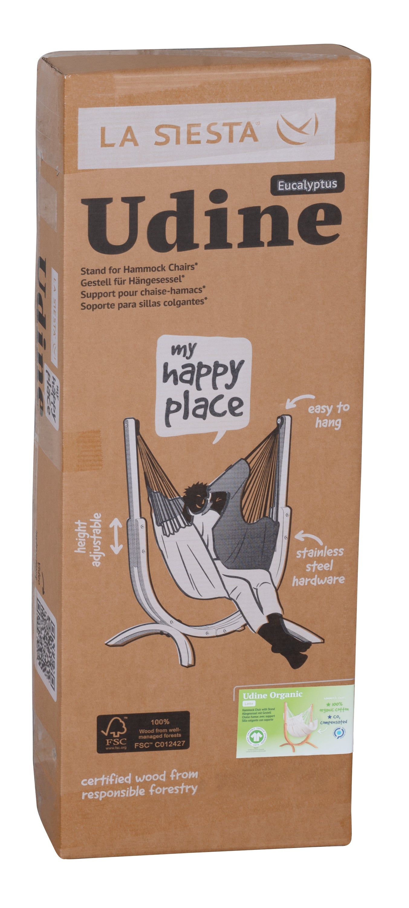 LA SIESTA® - Udine Organic Hængestol af FSC®-certificeret eukalyptus - Latte