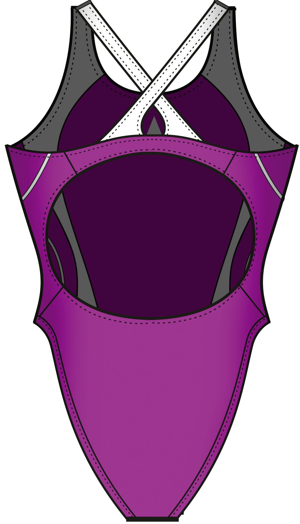 Diana Sport - Badedragter Evadne, med hvide paneler i siderne - Purple