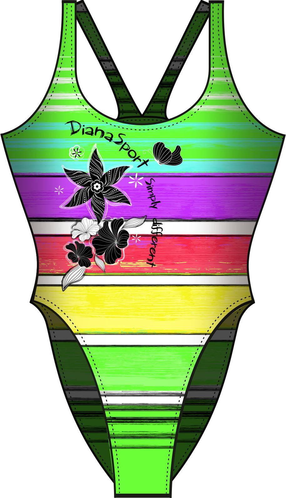 Diana Sport - Badedragter Stripy - Pink