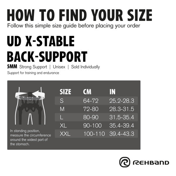 Rehband - Rygbind UD X Stable Back Support 5mm - Black