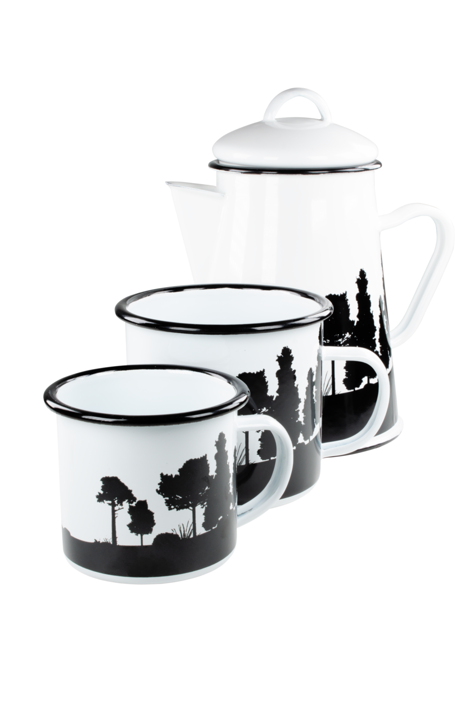 Hallmark kaffekande i emalje, hvid med sort motiv, 1,2 liter (2)