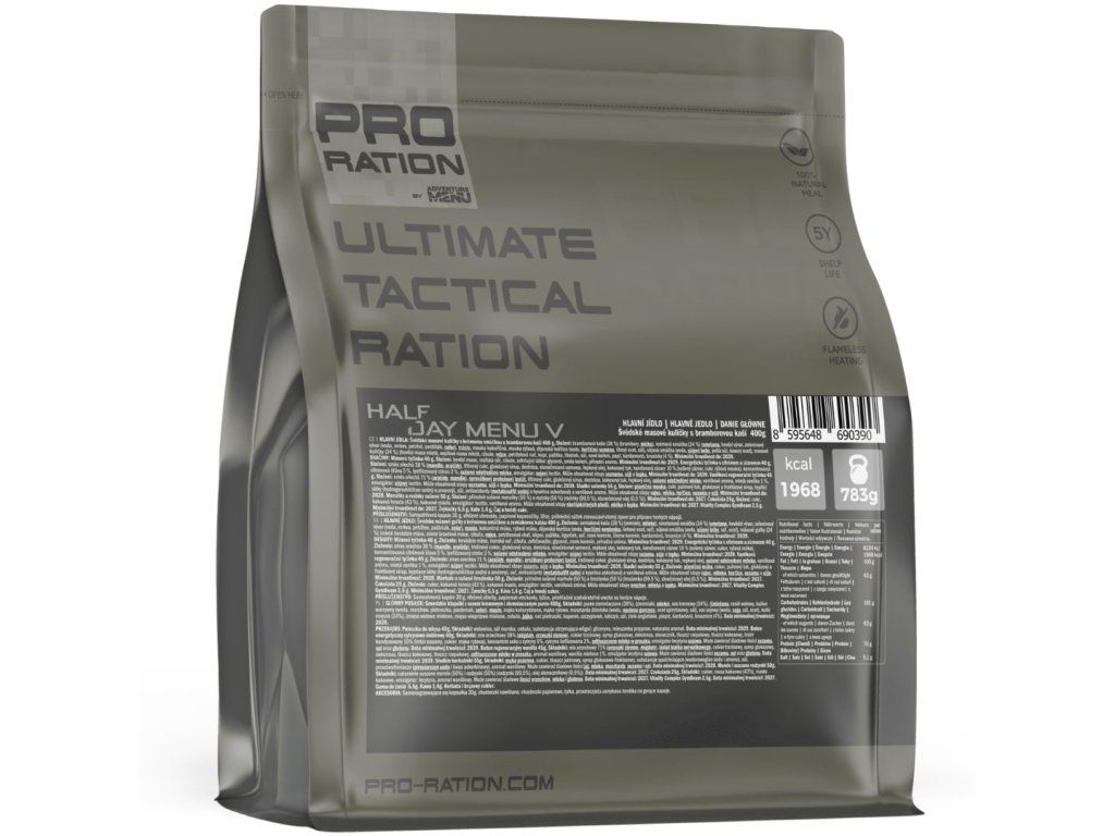 Pro-ration Ultimate Tactical Ration halv dagsration Menu V, grå pose