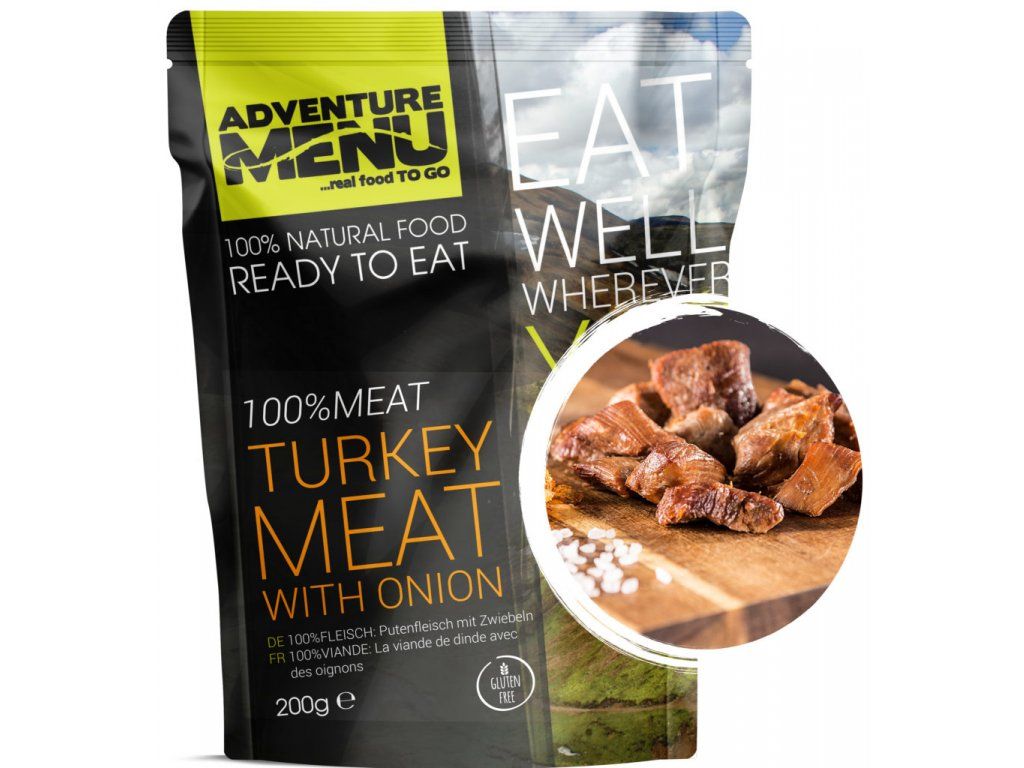 Adventure Menu 100 % kalkun med løg, steriliseret færdigret, sort emballage