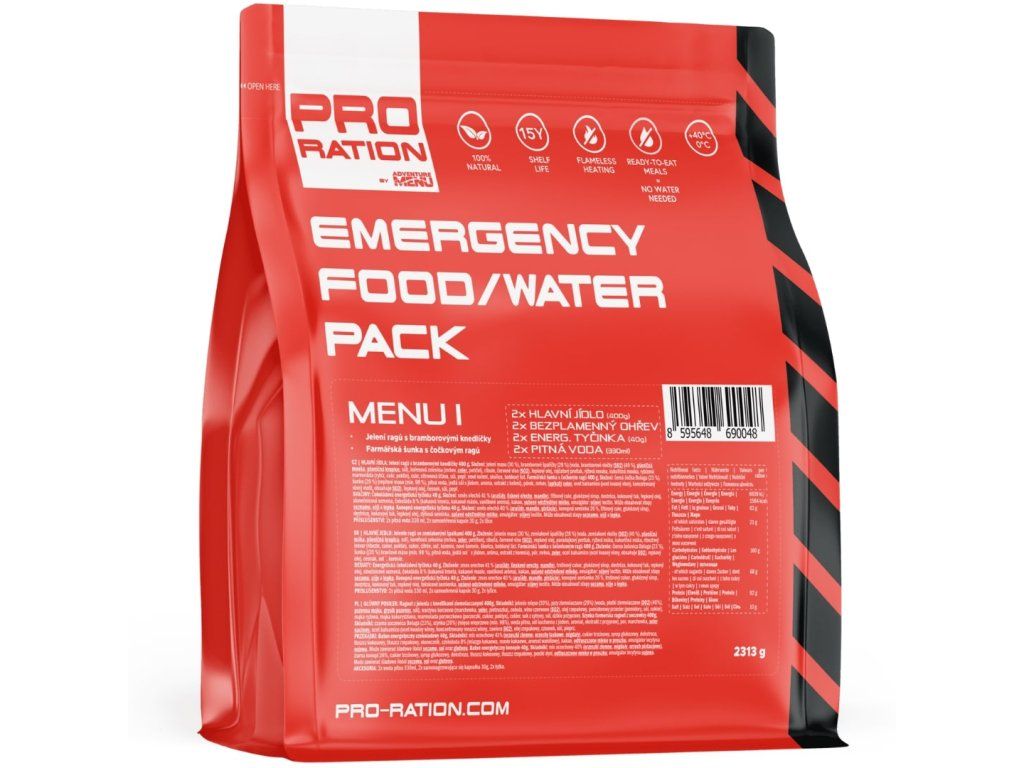 Pro-ration Emergency Food/Water Pack Menu I, rød pose