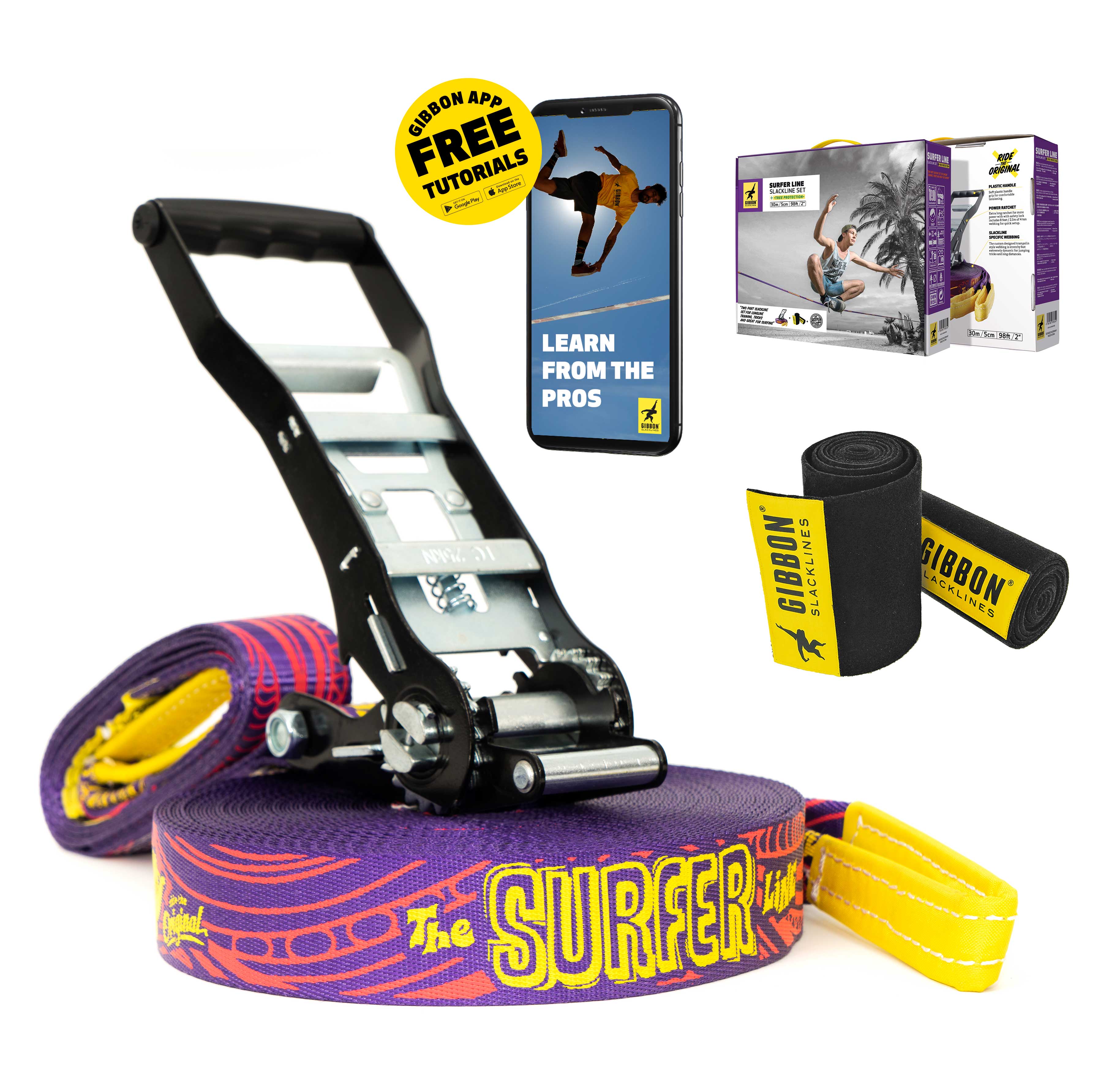 Gibbon - Slackline-Set Surferline Treewear Set - Purple
