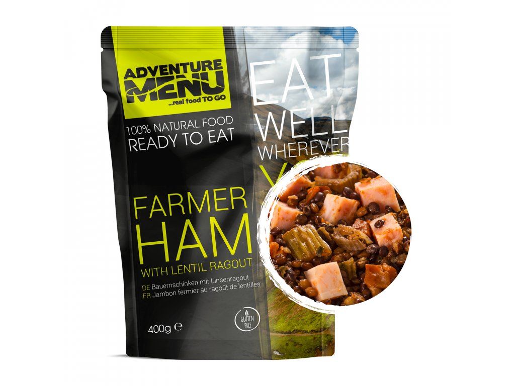 Adventure Menu Landskinke med linseragout, steriliseret færdigret, sort emballage