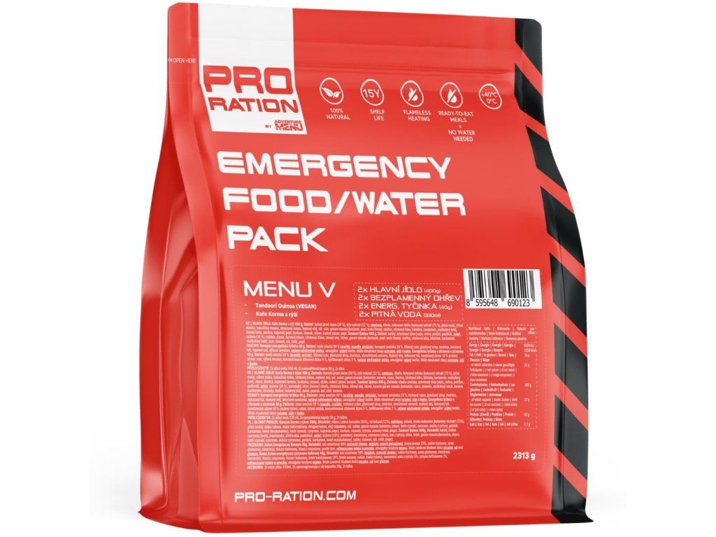 Pro-ration Emergency Food/Water Pack Menu V, rød pose