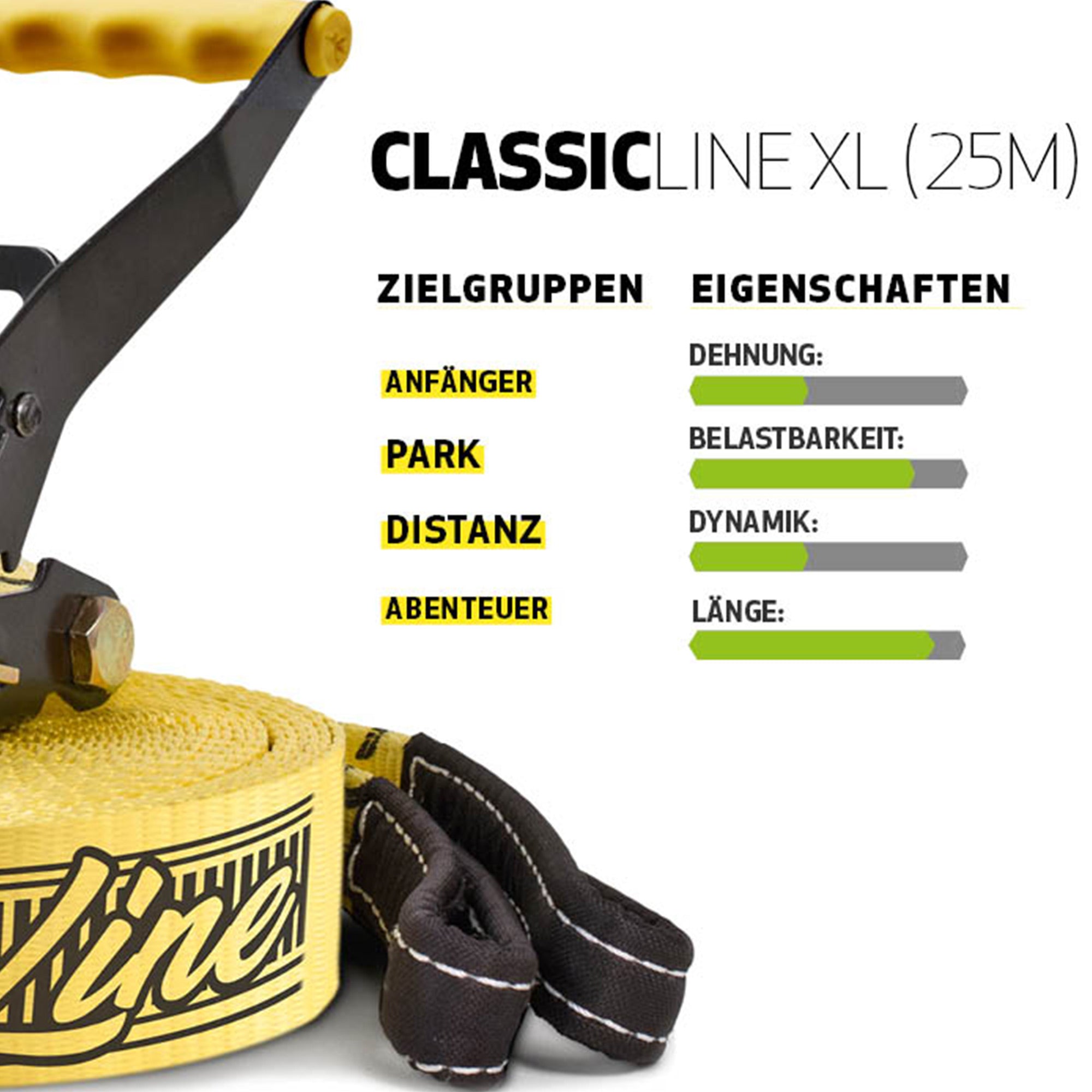 Gibbon - Slackline-Set Classicline Xl - Yellow