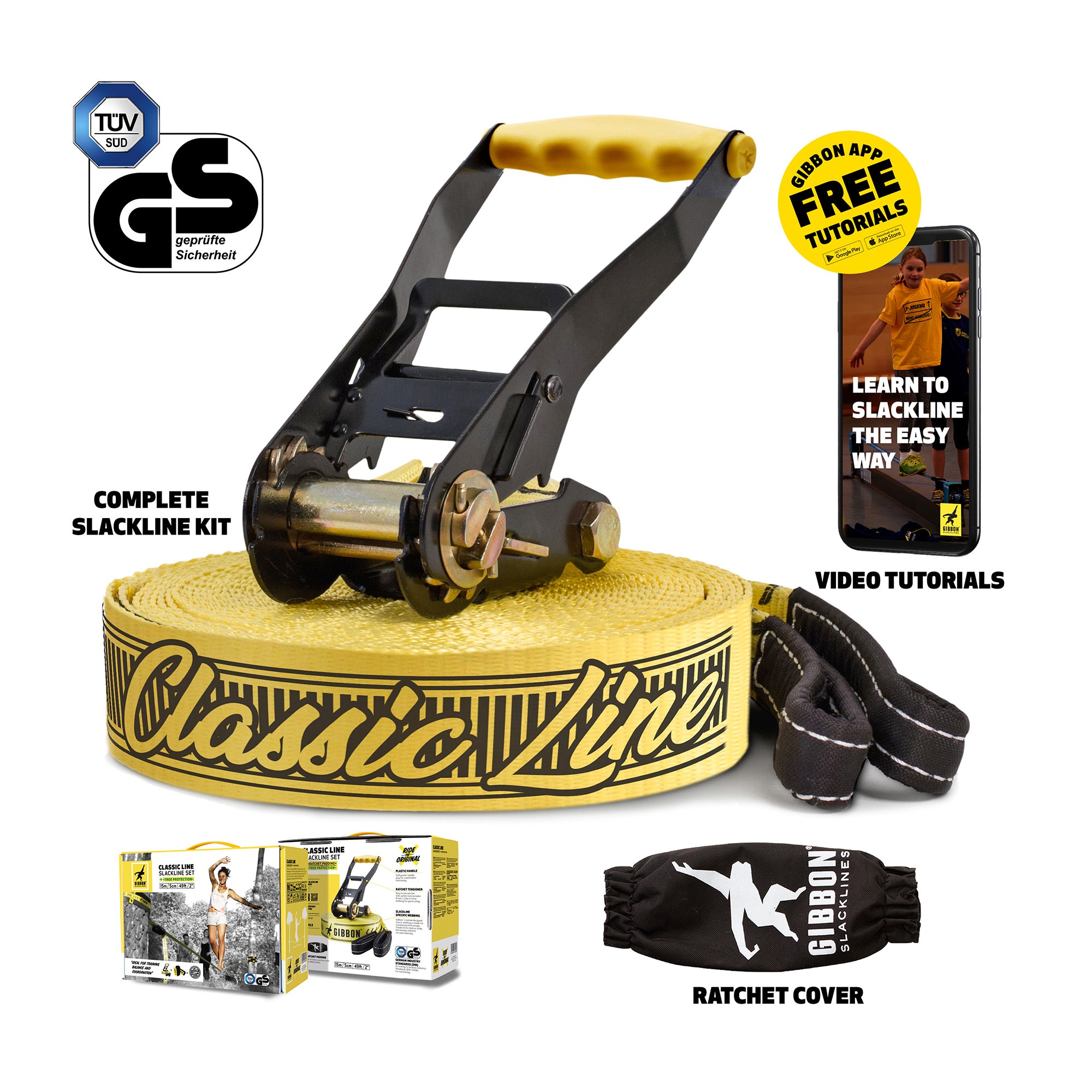 Gibbon - Slackline-Set Classicline Xl - Yellow