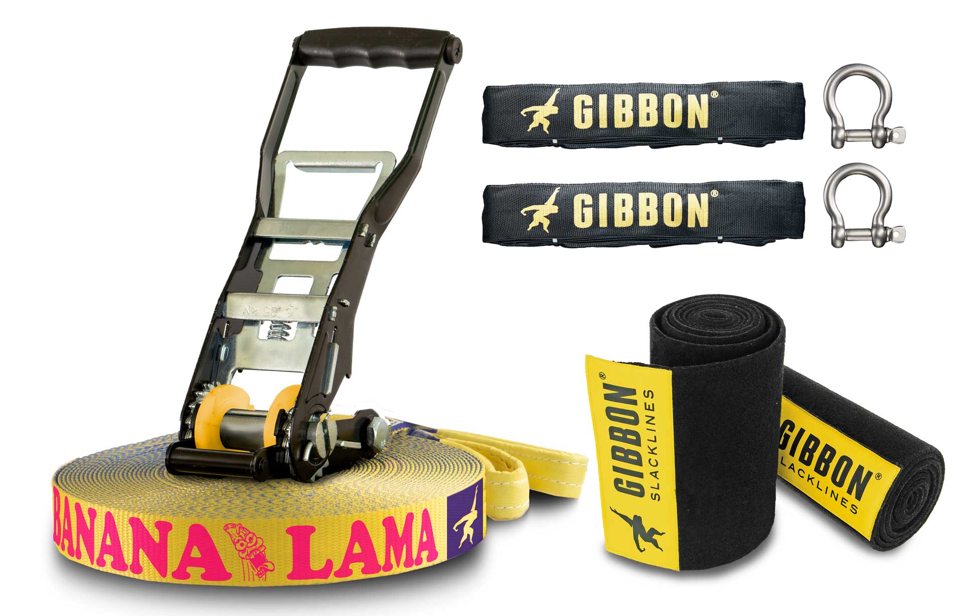 Gibbon - Slackline-Set Bananalama Xl Treewear Set - Blue/Yellow