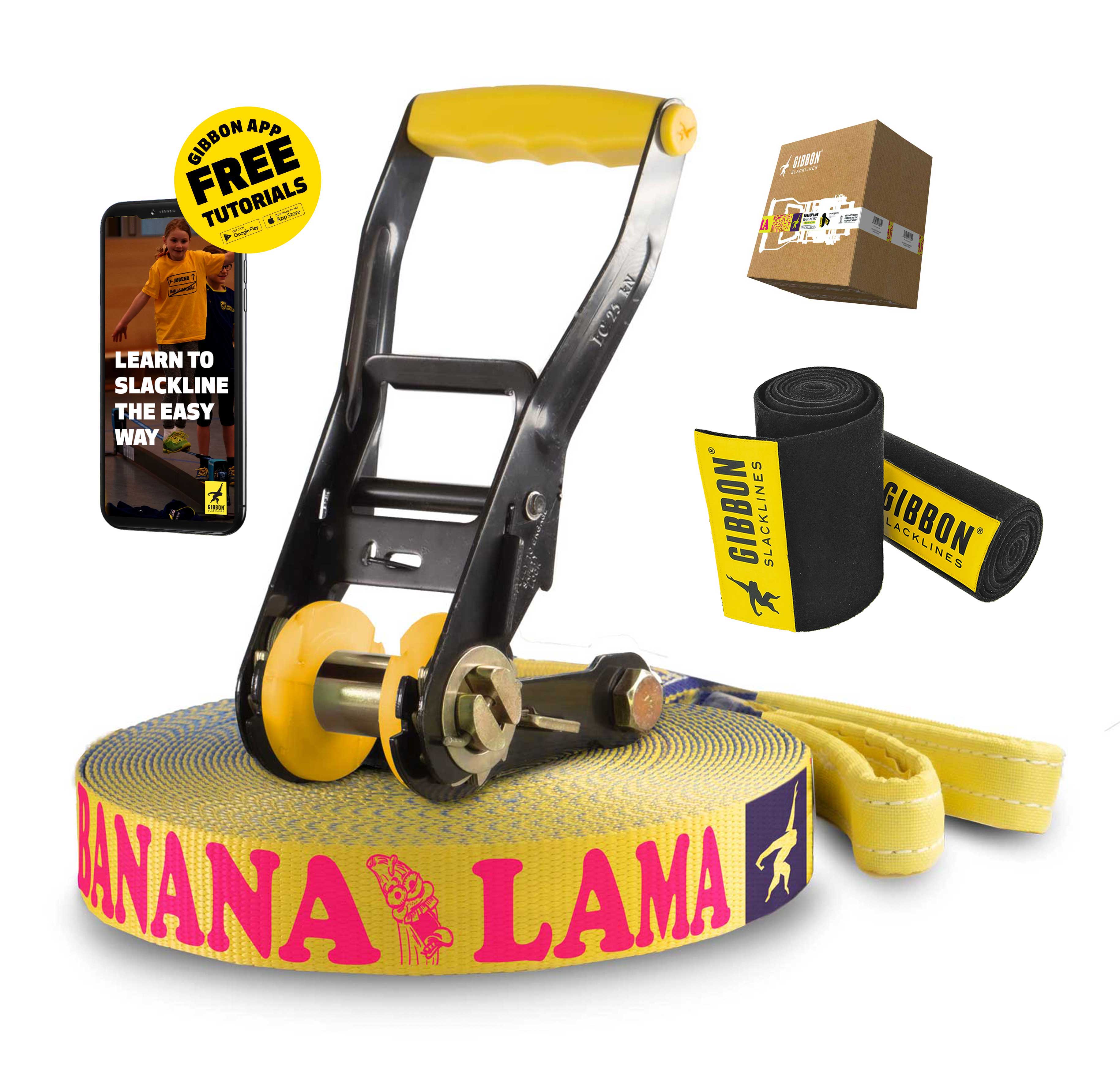 Gibbon - Slackline-Set Bananalama Treewear Set - Blue/Yellow