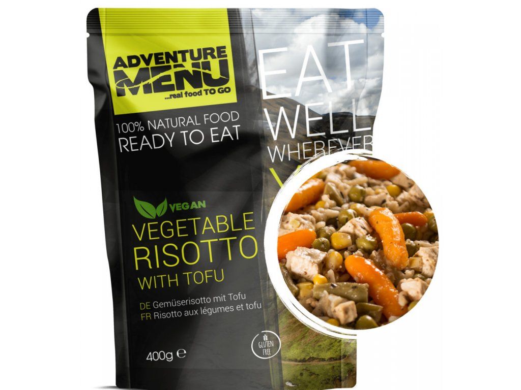 Adventure Menu Grøntsagsrisotto med tofu, steriliseret færdigret, sort emballage