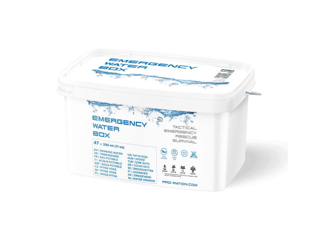 Pro-ration Emergency Water Box nøddrikkevand, hvid spand