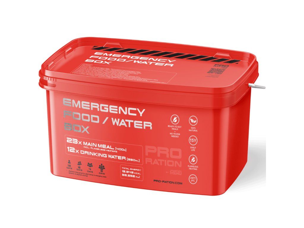 Pro-ration Emergency Food/Water Box nødproviant, rød spand