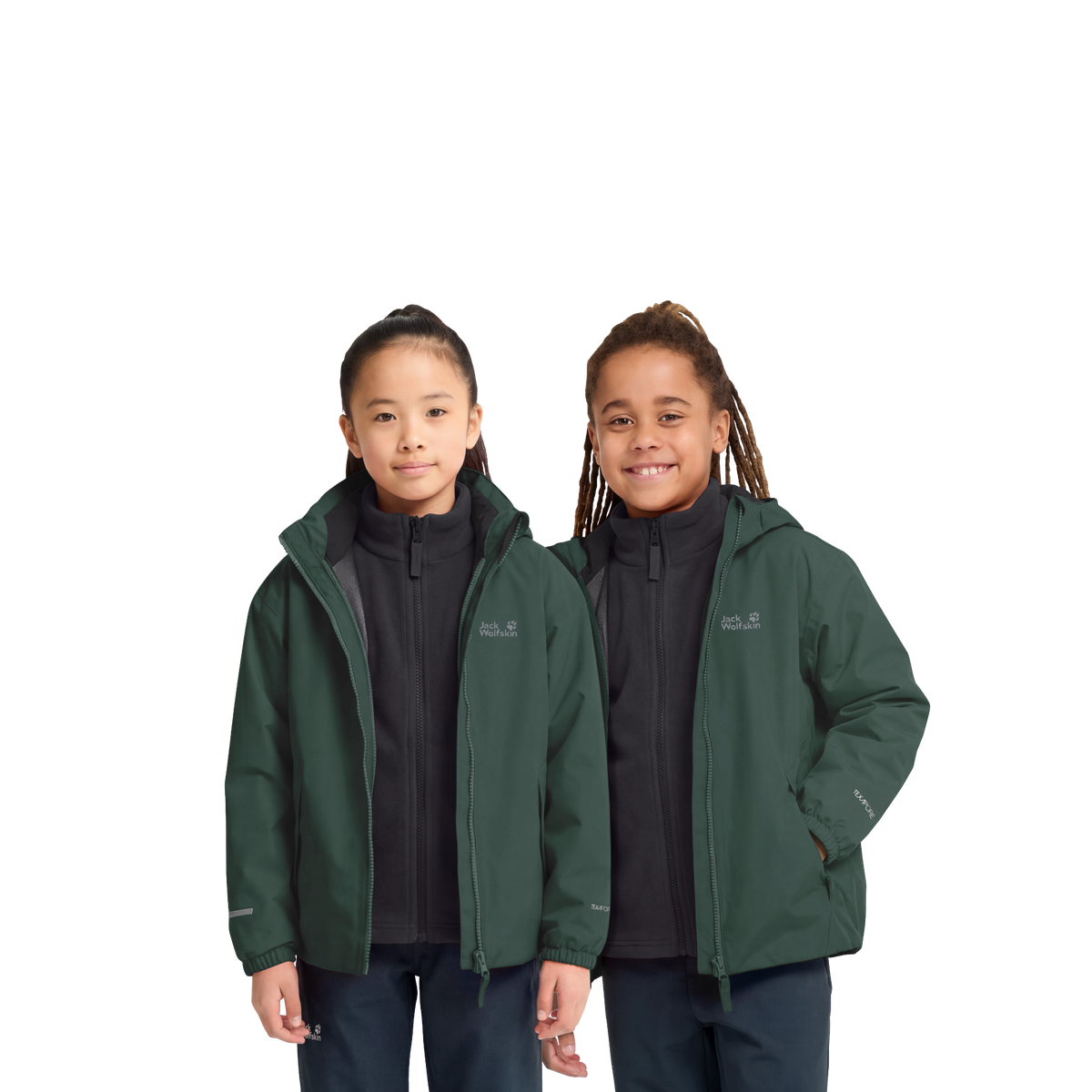 Jack Wolfskin Iceland 3-i-1 børnejakke i mørkegrøn (2)