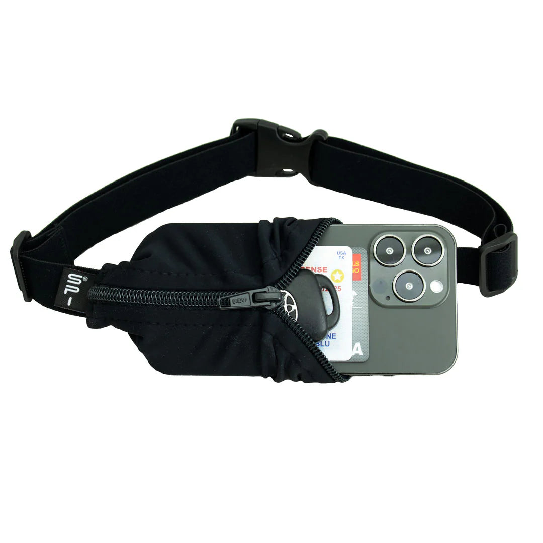 SPIbelt - Løbebælte Original Pocket Belt No Logo Band - Black Fabric/Black Zipper