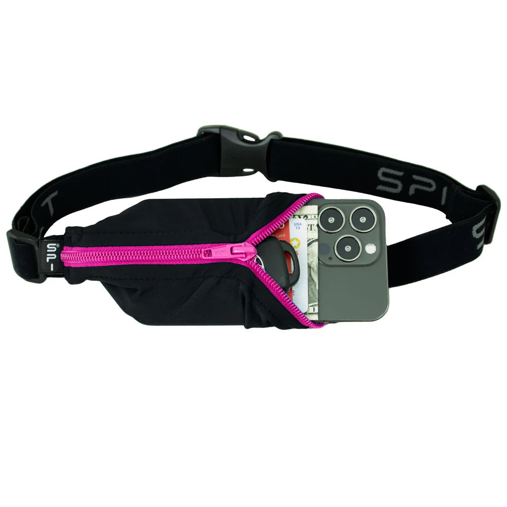 SPIbelt - Løbebælte Original Pocket belt - Black/Hot Pink zipper