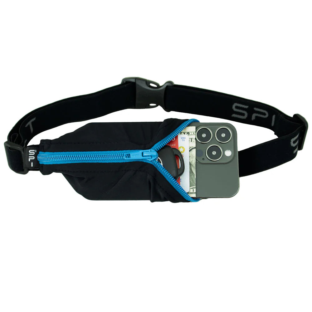 SPIbelt - Løbebælte Original Pocket Belt - Black/Turquoise Zipper